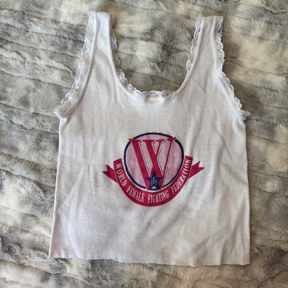 Vintage Beverly Hills Knockouts Lace Trim Tank Top - Picture 2 of 2